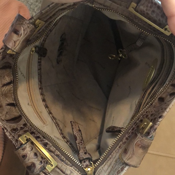 Brahmin Purse Tote Taupe Gray Excellent - Picture 7 of 10